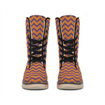 Halloween Zigzag Pattern Print Winter Boots