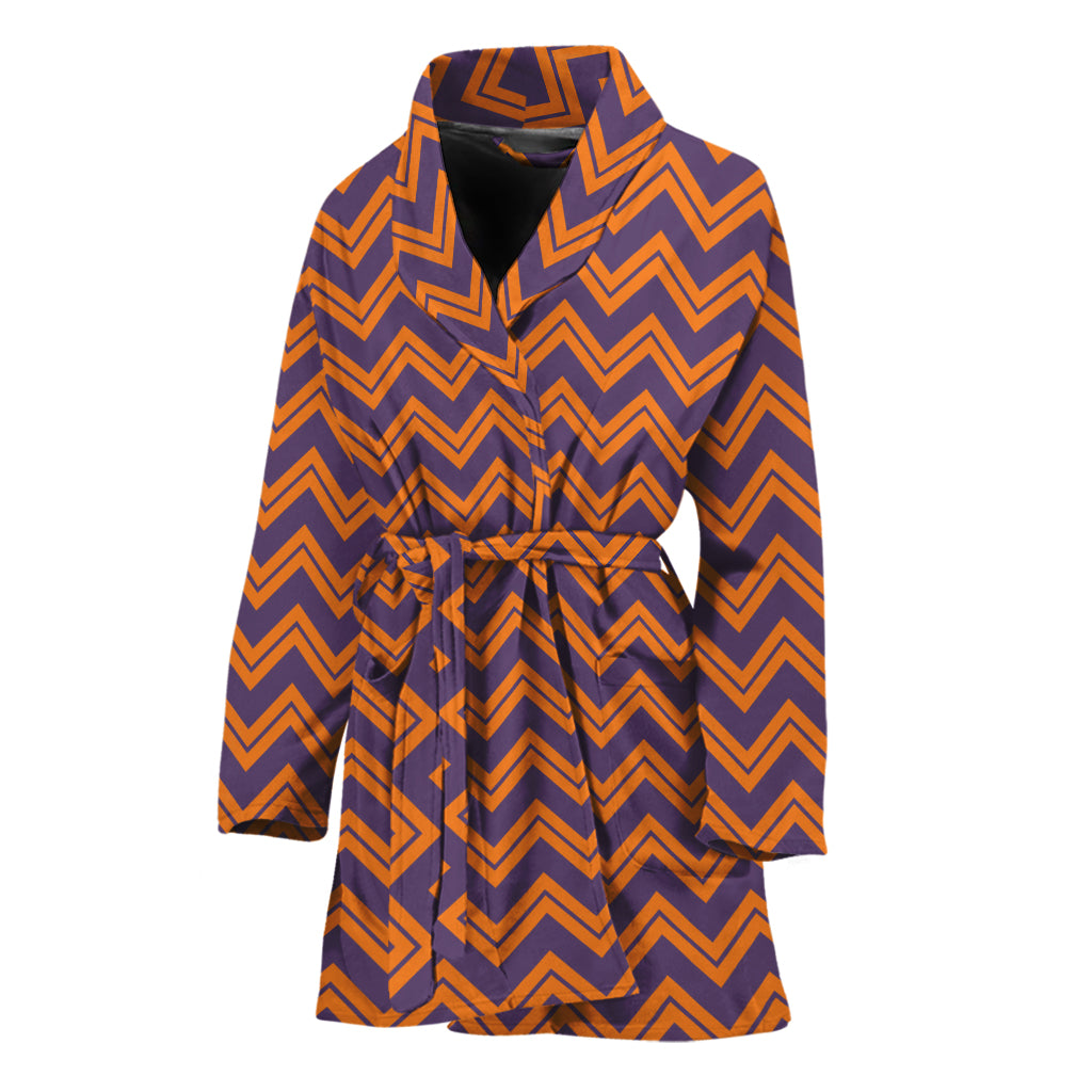 Halloween Zigzag Pattern Print Women's Bathrobe