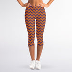 Halloween Zigzag Pattern Print Women's Capri Leggings