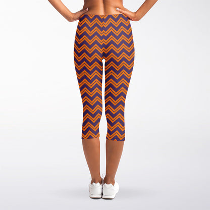 Halloween Zigzag Pattern Print Women's Capri Leggings