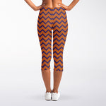 Halloween Zigzag Pattern Print Women's Capri Leggings