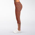 Halloween Zigzag Pattern Print Women's Capri Leggings