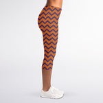 Halloween Zigzag Pattern Print Women's Capri Leggings