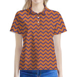 Halloween Zigzag Pattern Print Women's Polo Shirt