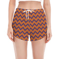 Halloween Zigzag Pattern Print Women's Split Running Shorts