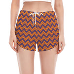 Halloween Zigzag Pattern Print Women's Split Running Shorts