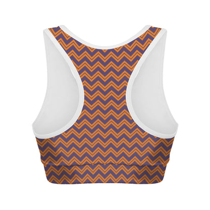 Halloween Zigzag Pattern Print Women's Sports Bra