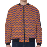 Halloween Zigzag Pattern Print Zip Sleeve Bomber Jacket