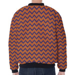 Halloween Zigzag Pattern Print Zip Sleeve Bomber Jacket