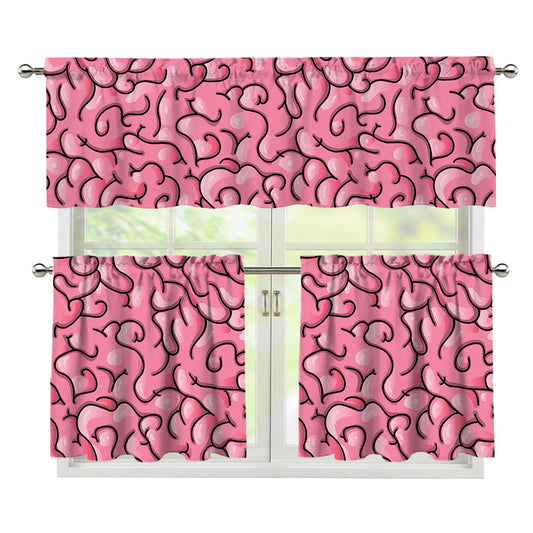Halloween Zombie Brain Print 3 Piece Kitchen Curtains