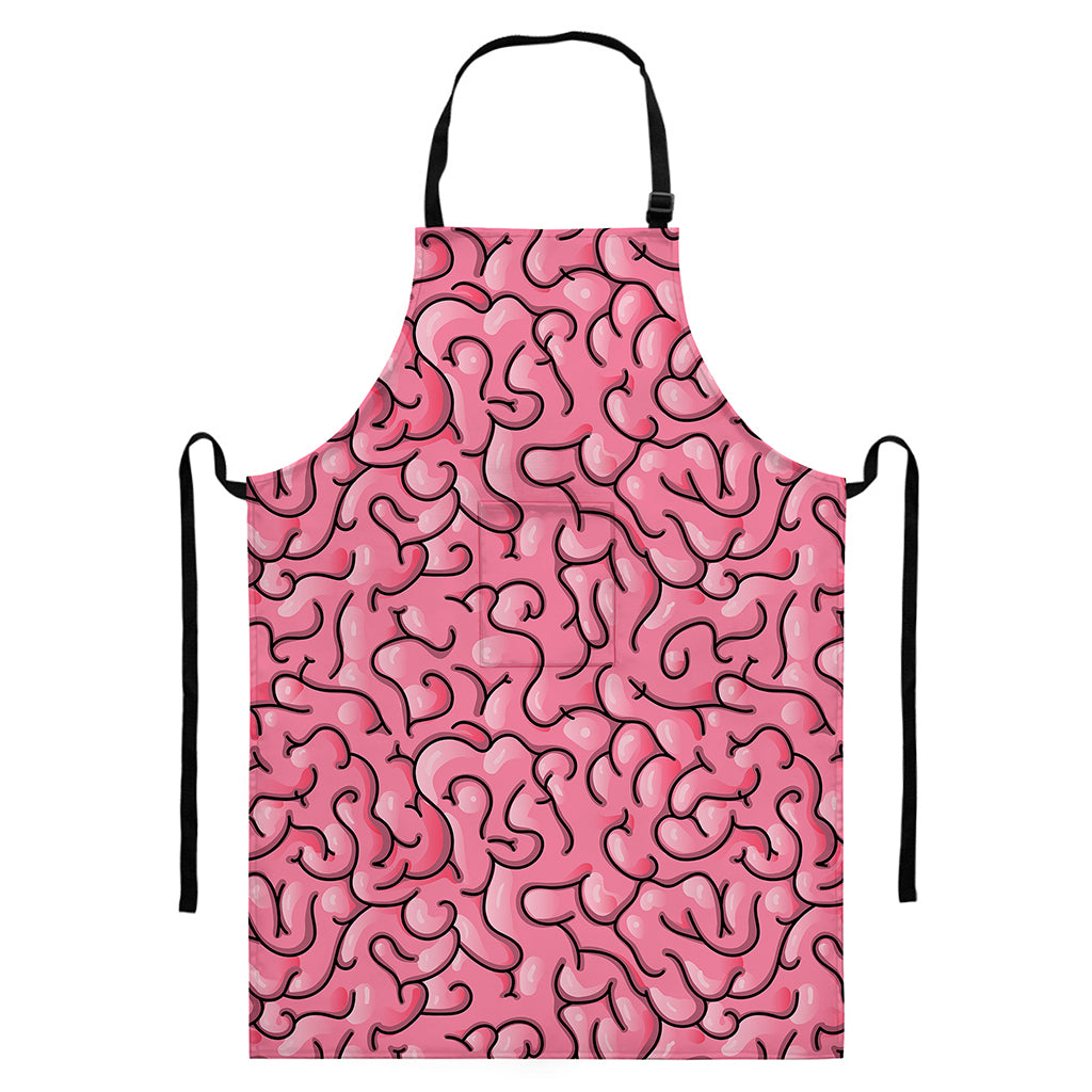 Halloween Zombie Brain Print Bib Apron With Pocket