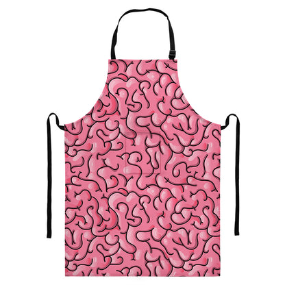 Halloween Zombie Brain Print Bib Apron With Pocket