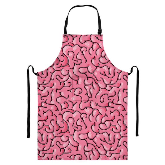 Halloween Zombie Brain Print Bib Apron With Pocket