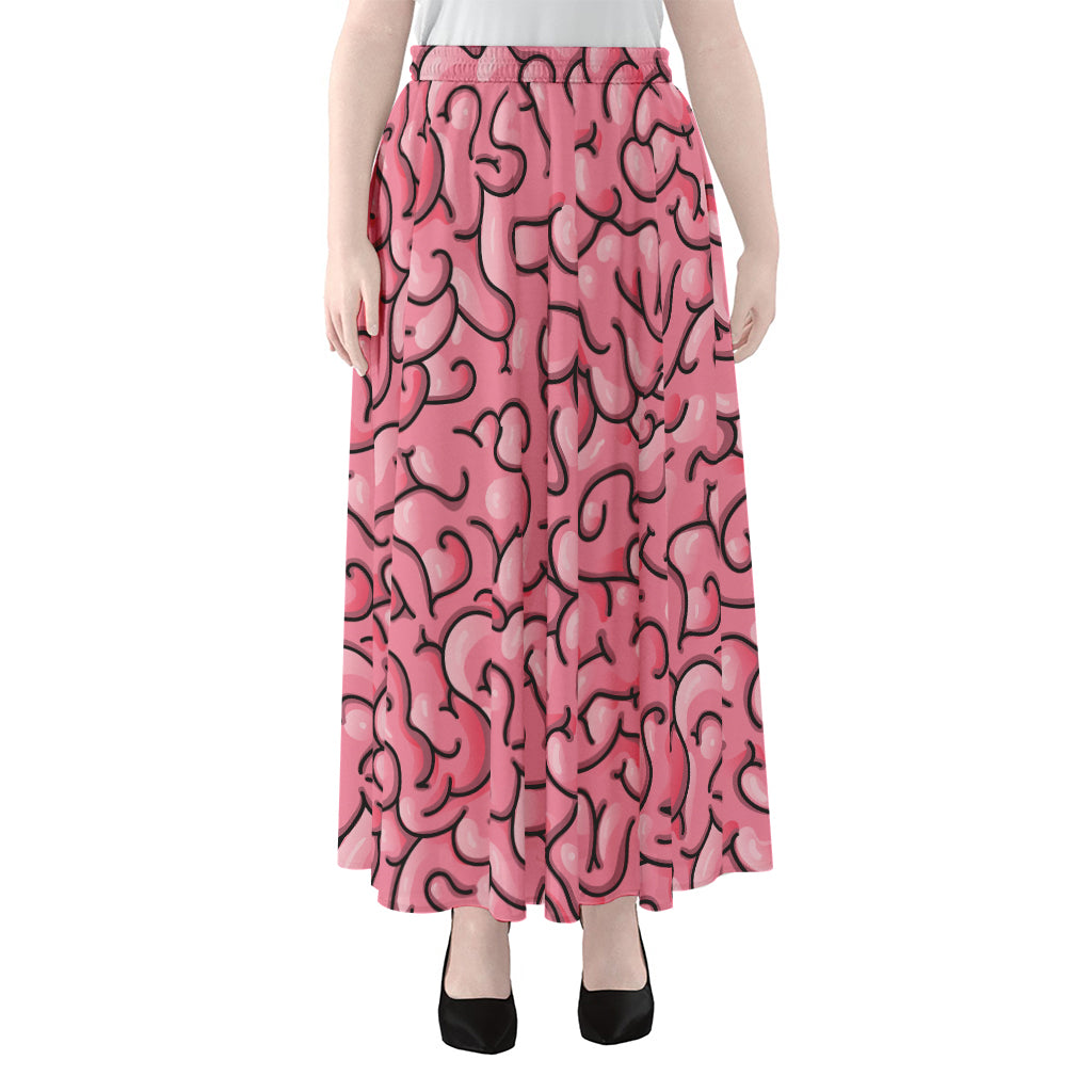 Halloween Zombie Brain Print Chiffon Maxi Skirt