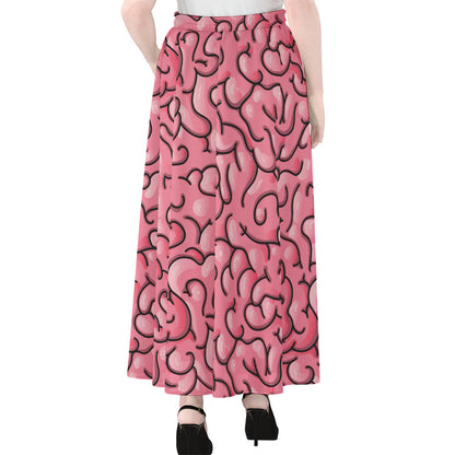Halloween Zombie Brain Print Chiffon Maxi Skirt