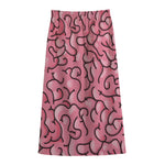 Halloween Zombie Brain Print Cotton Front Slit Maxi Skirt