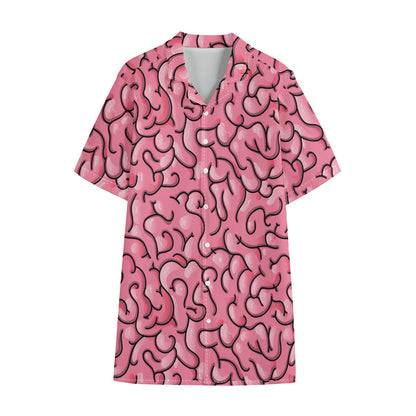 Halloween Zombie Brain Print Cotton Hawaiian Shirt