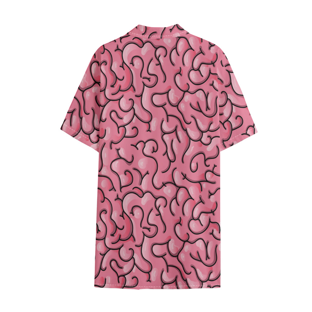Halloween Zombie Brain Print Cotton Hawaiian Shirt