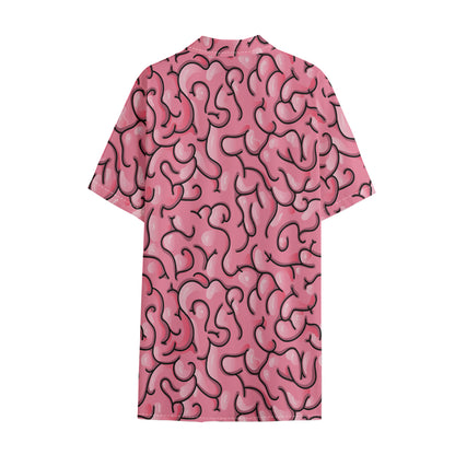 Halloween Zombie Brain Print Cotton Hawaiian Shirt