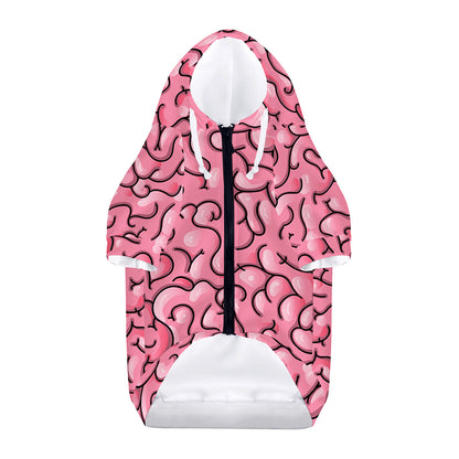 Halloween Zombie Brain Print Dog Zip Up Hoodie