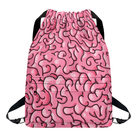 Halloween Zombie Brain Print Drawstring Backpack