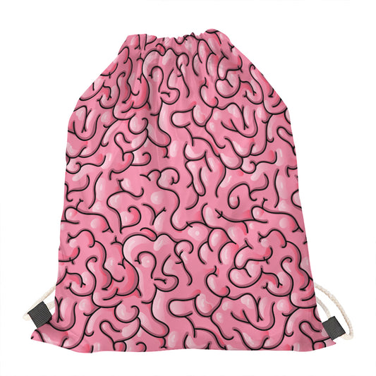 Halloween Zombie Brain Print Drawstring Bag