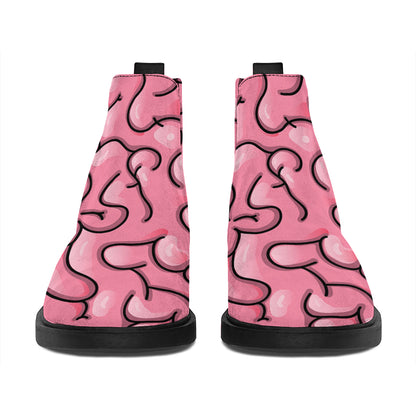 Halloween Zombie Brain Print Flat Ankle Boots