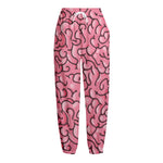 Halloween Zombie Brain Print Fleece Lined Knit Pants