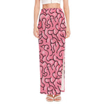 Halloween Zombie Brain Print High Slit Maxi Skirt
