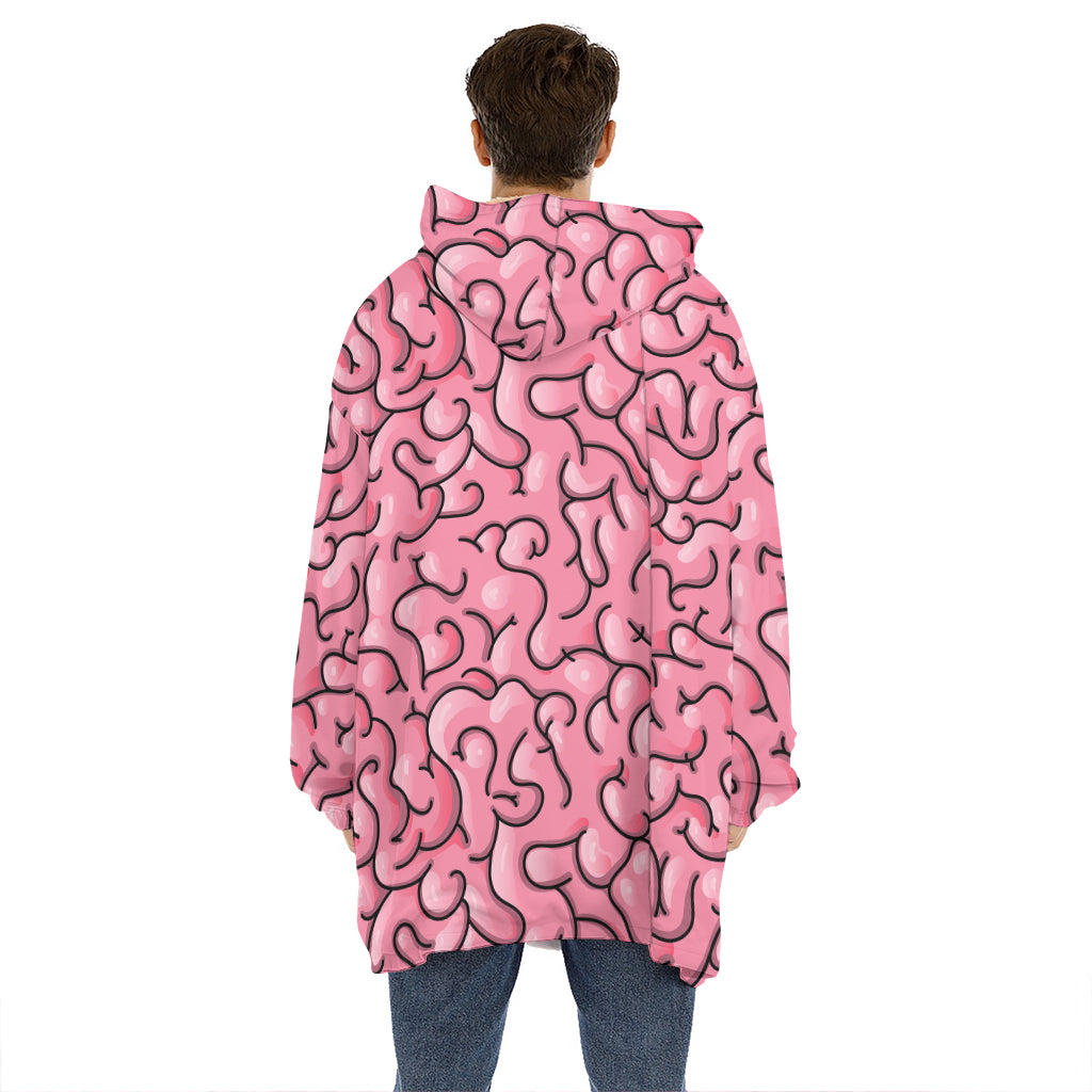 Halloween Zombie Brain Print Hoodie Blanket