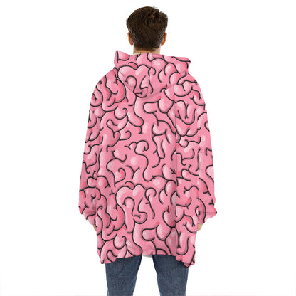 Halloween Zombie Brain Print Hoodie Blanket