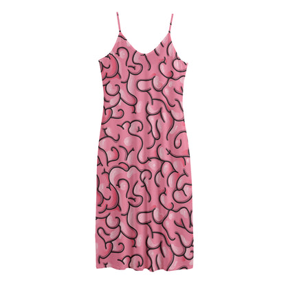 Halloween Zombie Brain Print Jersey Midi Cami Dress