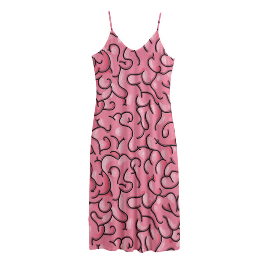 Halloween Zombie Brain Print Jersey Midi Cami Dress