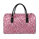 Halloween Zombie Brain Print Leather Duffle Bag