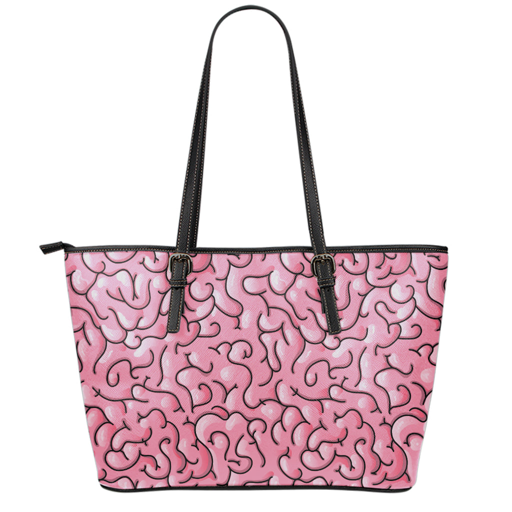 Halloween Zombie Brain Print Leather Tote Bag