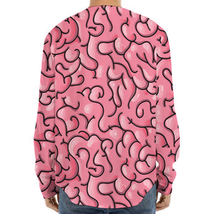 Halloween Zombie Brain Print Long Sleeve Baseball Jersey