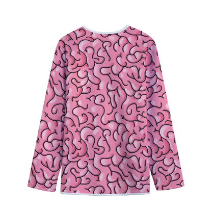 Halloween Zombie Brain Print Long Sleeve Short Coat