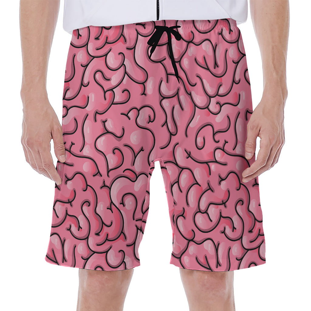 Halloween Zombie Brain Print Men's Beach Shorts