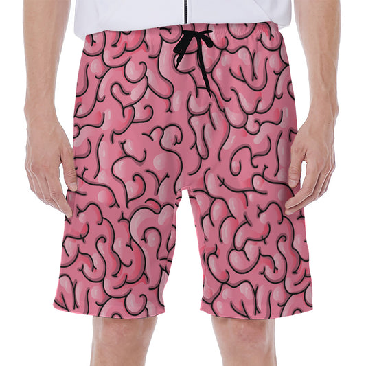 Halloween Zombie Brain Print Men's Beach Shorts