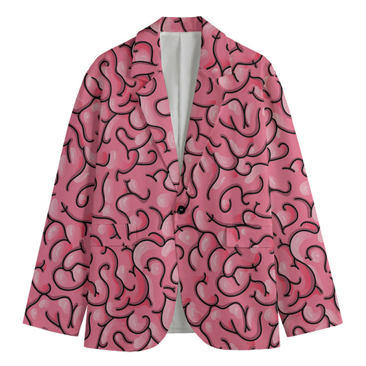 Halloween Zombie Brain Print Men's Cotton Blazer