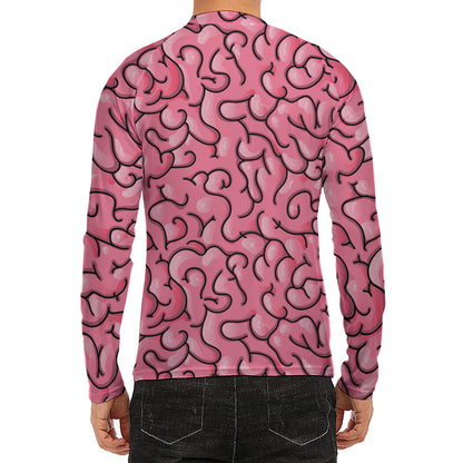 Halloween Zombie Brain Print Men's Long Sleeve Rash Guard
