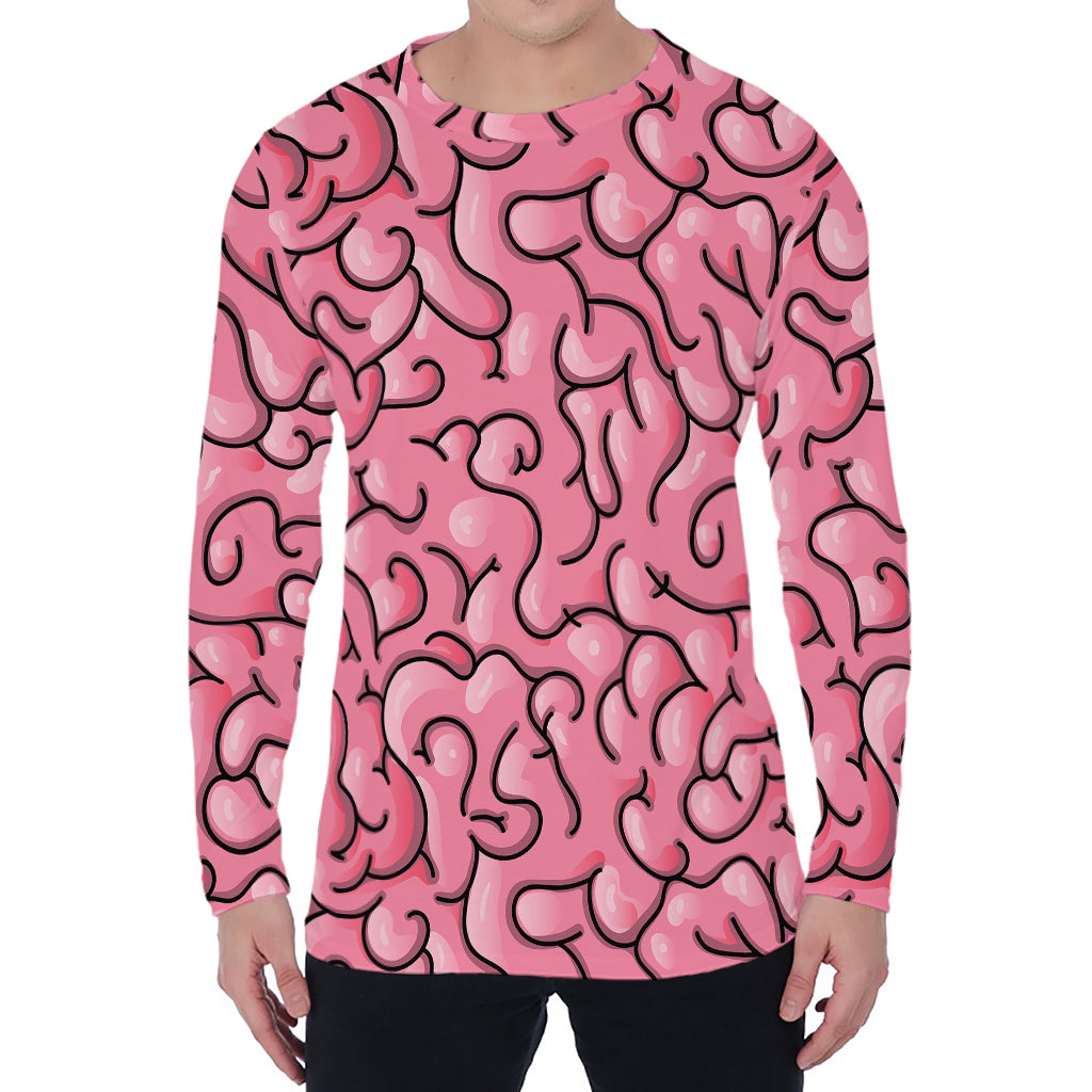 Halloween Zombie Brain Print Men's Long Sleeve T-Shirt