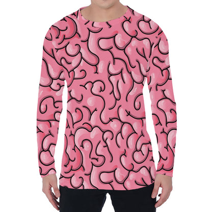 Halloween Zombie Brain Print Men's Long Sleeve T-Shirt