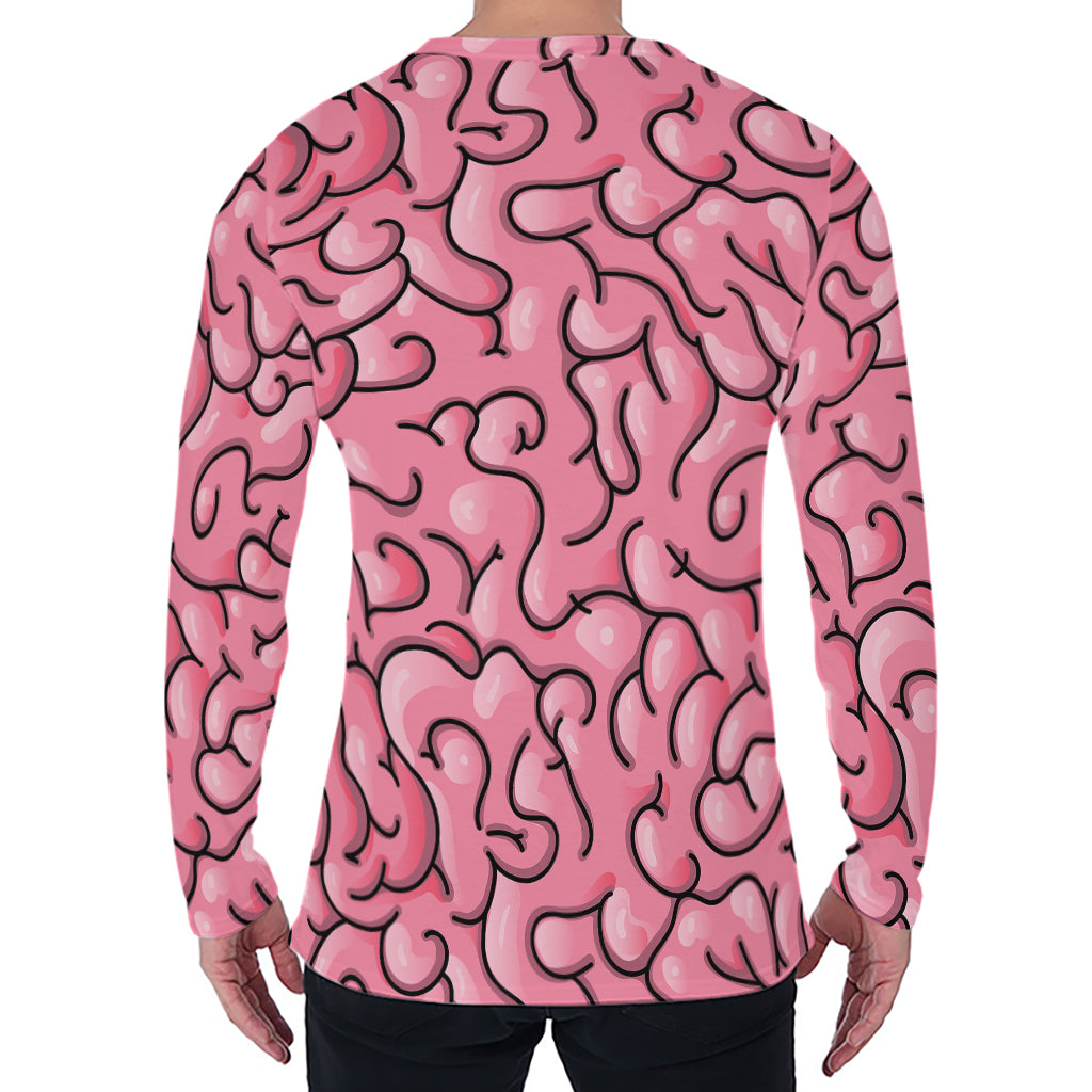 Halloween Zombie Brain Print Men's Long Sleeve T-Shirt