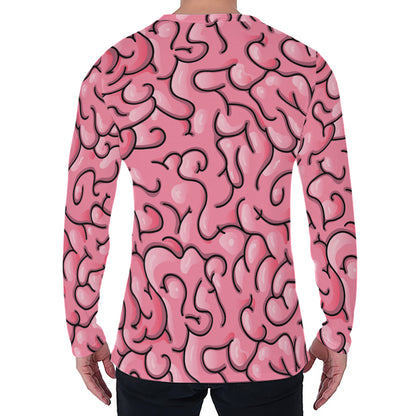 Halloween Zombie Brain Print Men's Long Sleeve T-Shirt