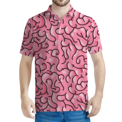 Halloween Zombie Brain Print Men's Polo Shirt