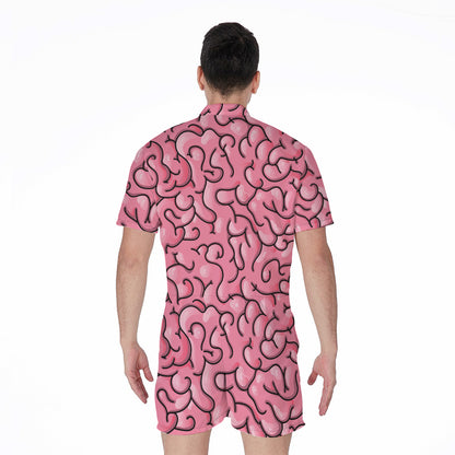 Halloween Zombie Brain Print Men's Rompers
