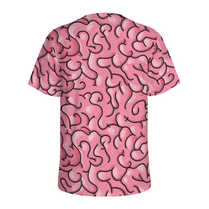 Halloween Zombie Brain Print Men's Sports T-Shirt