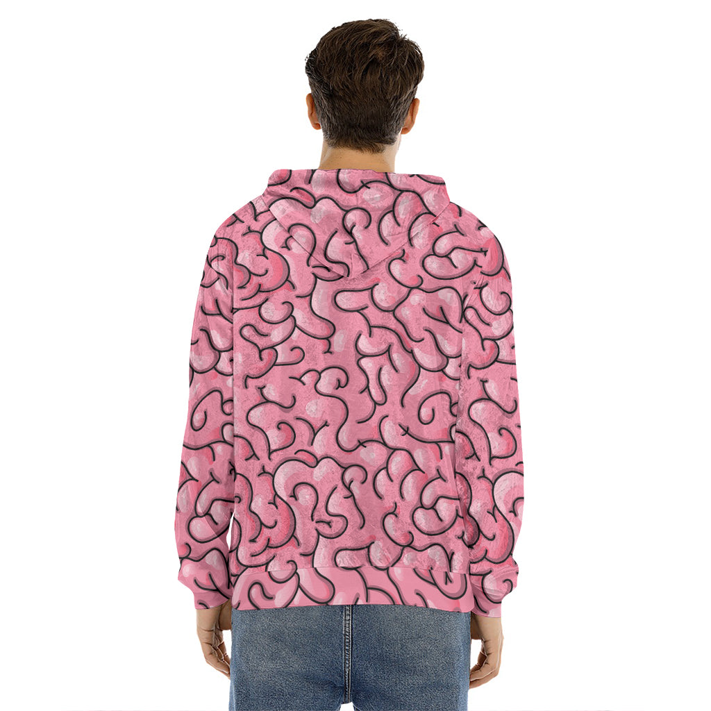 Halloween Zombie Brain Print Men's Velvet Pullover Hoodie