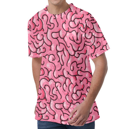 Halloween Zombie Brain Print Men's Velvet T-Shirt